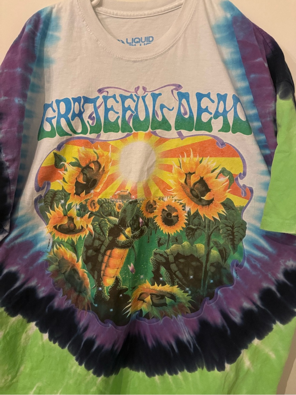 VTG 1998 Grateful Dead Sunflower Terrapin T Shirt 4XL Liquid Blue Psychedelic